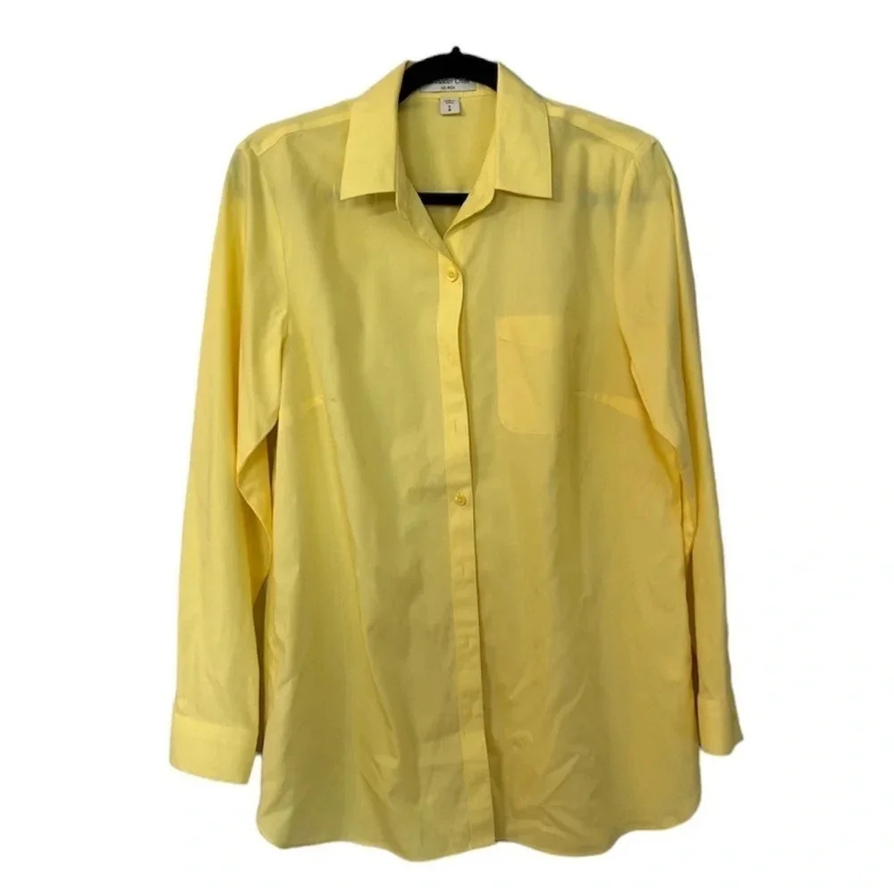 Coldwater Creek No Iron Women’s Long Sleeve Yellow Button Down Top Size S 8 GUC